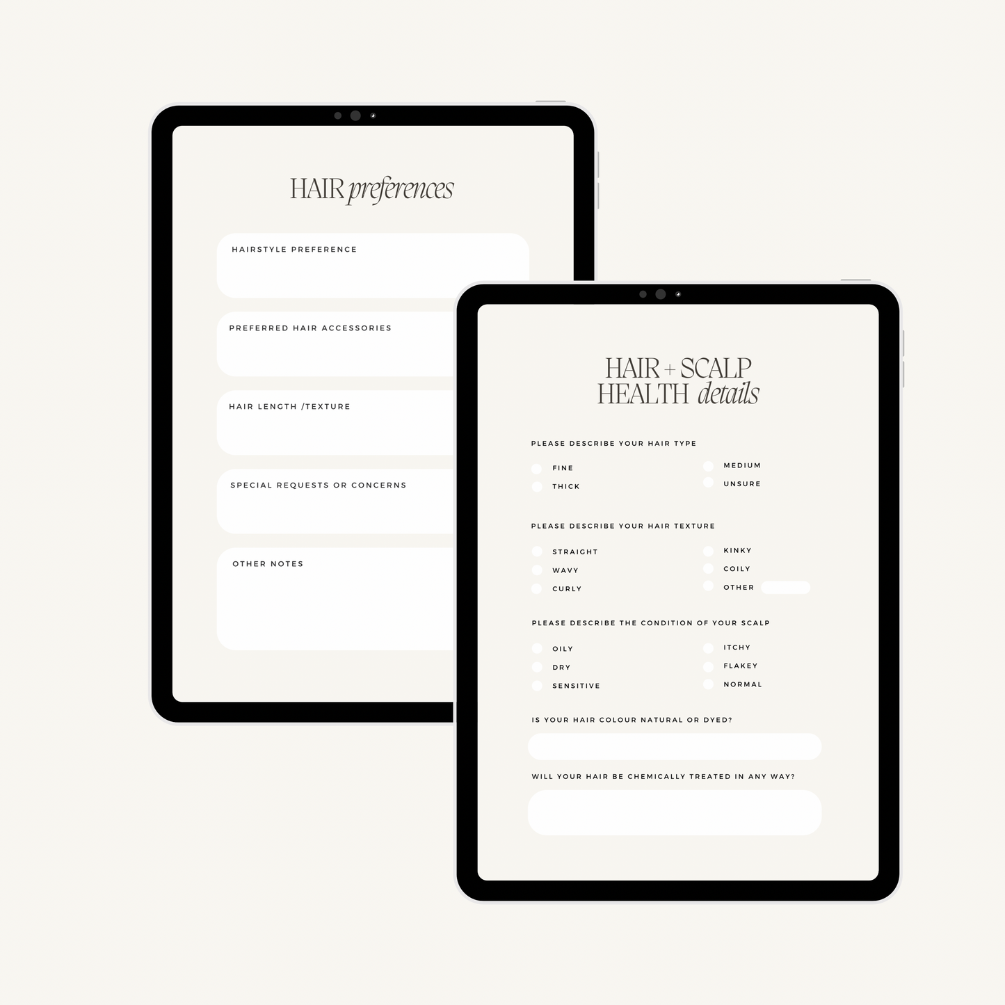 Wedding Hair Intake Forms